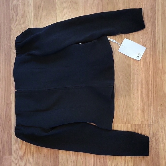 NWT Self Portrait Black Off-The-Shoulder Crepe Top Sz2 - Picture 10 of 12